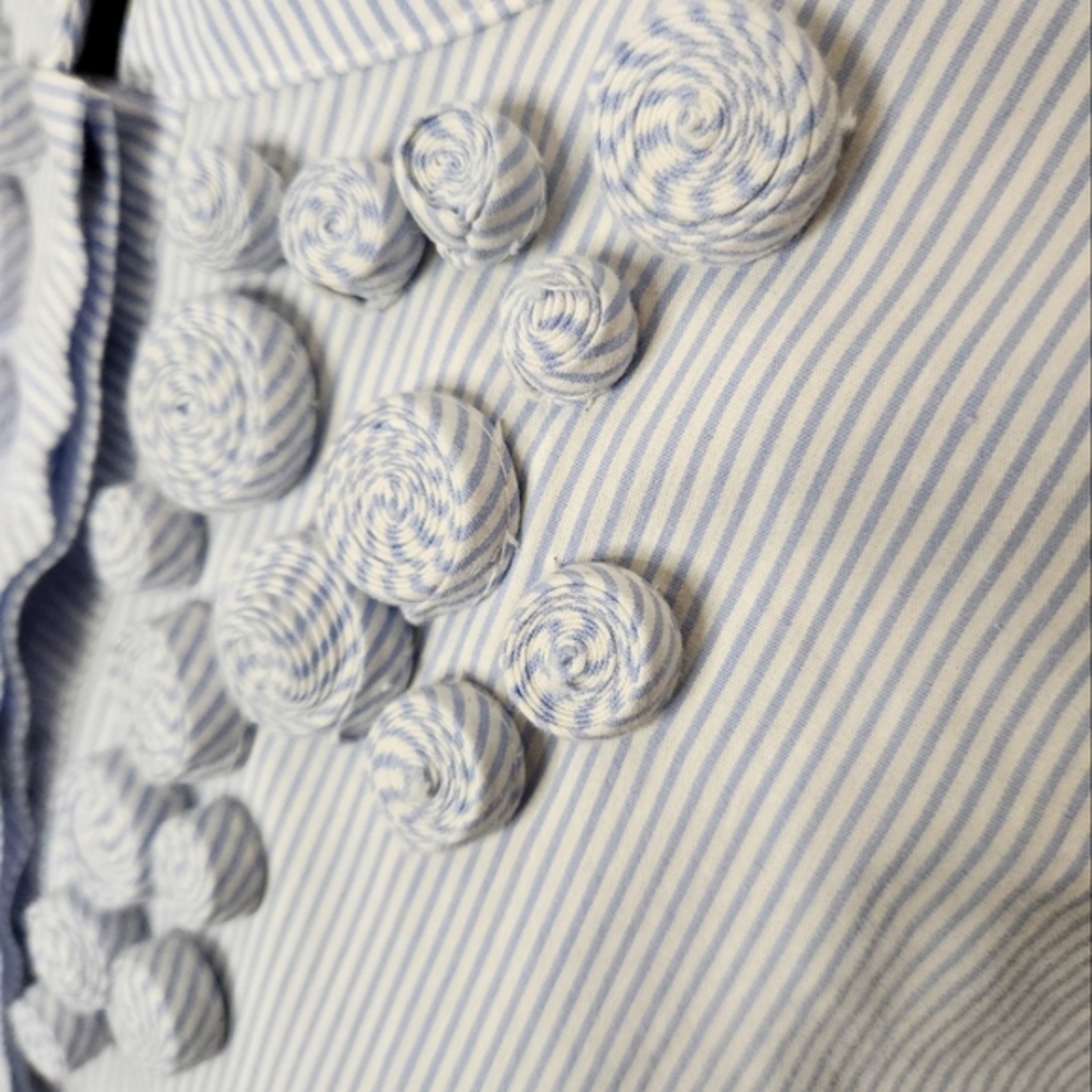 Autograph Light Blue Pinstripe Pinwheel Sleeveless Button-Up Top Size XL